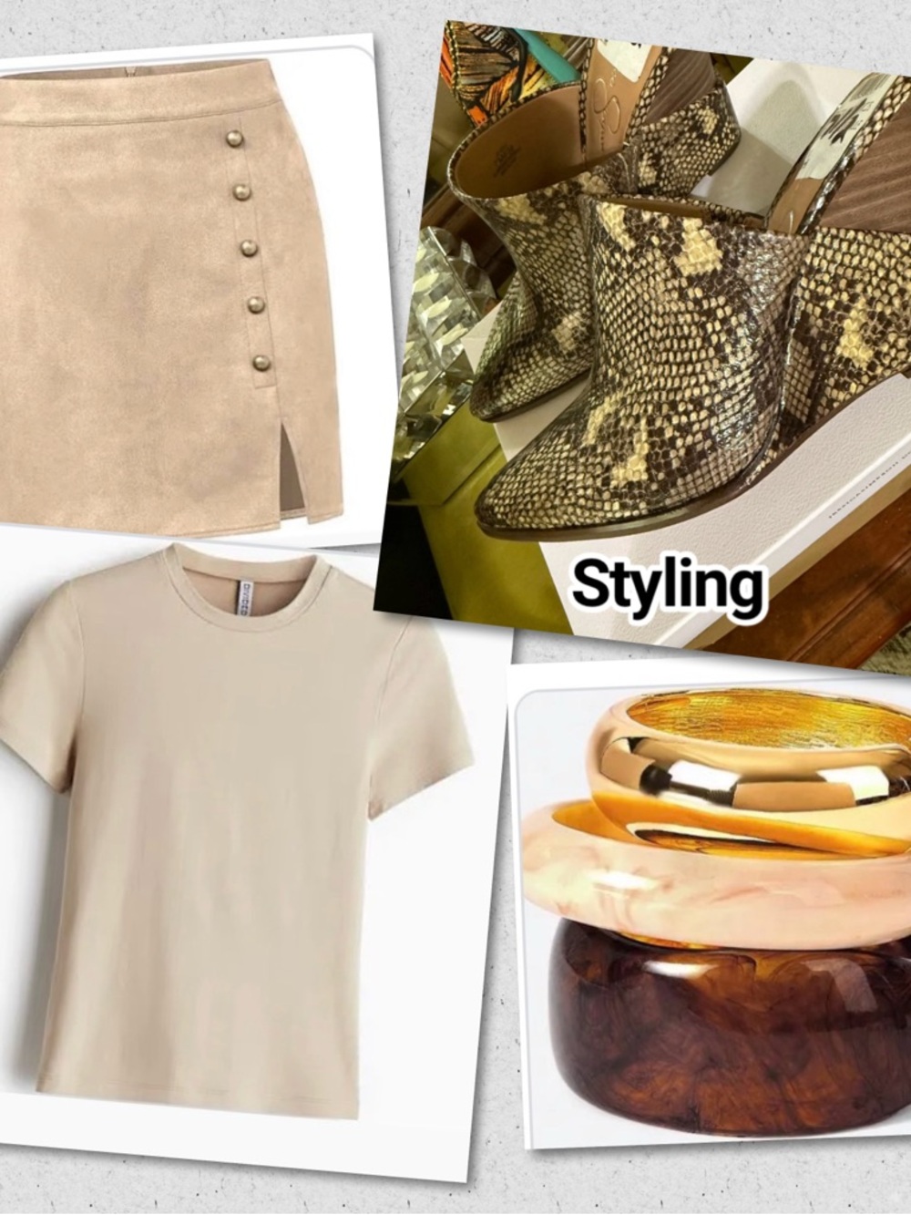 Styling Suggestion Only                  Beige Suede Button-Accent Mini Skirt